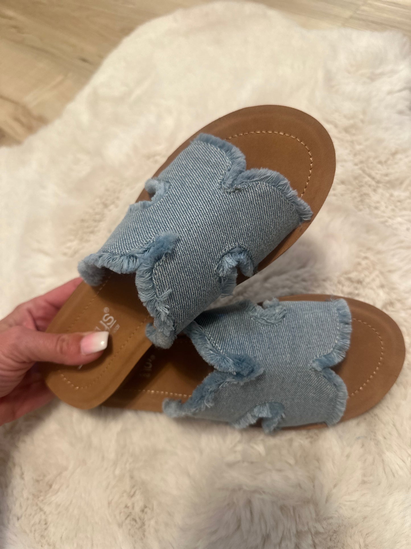 Sandals - Light Blue Frayed