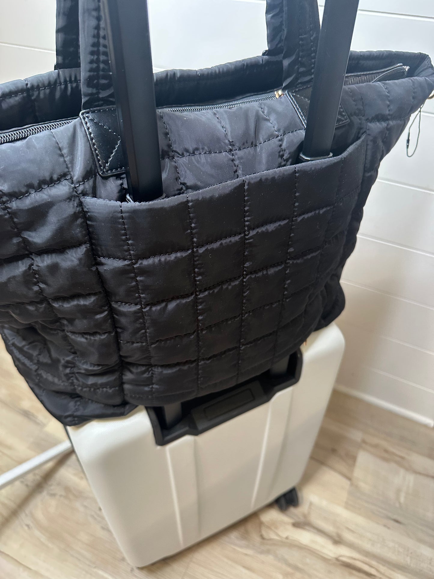 Quilted Tote Bag - Black