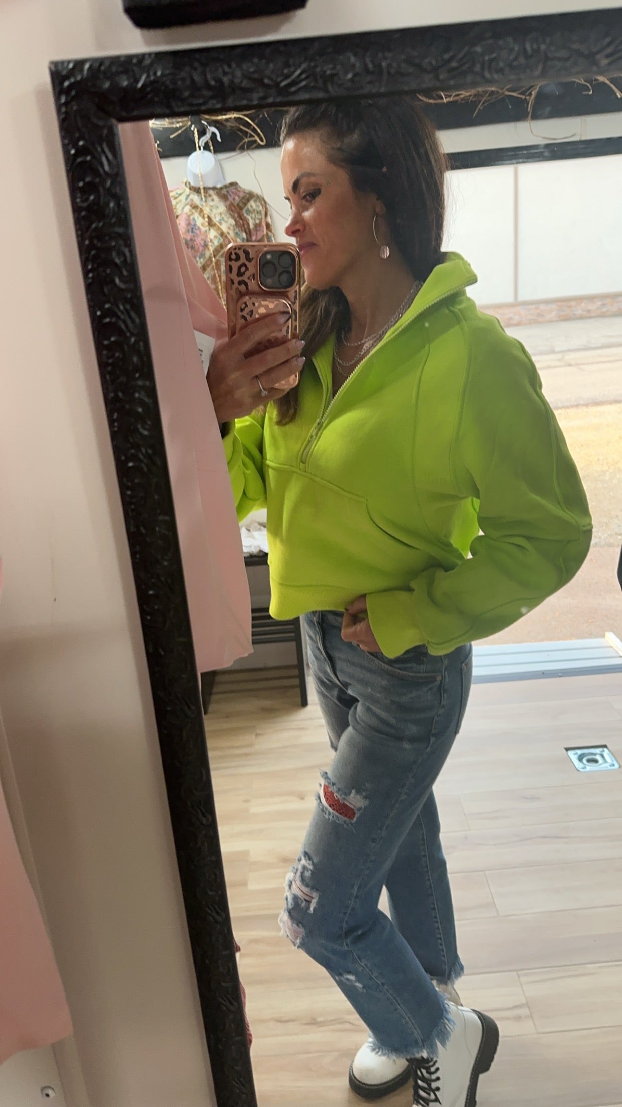 Half Zip Sweatshirt - Lime