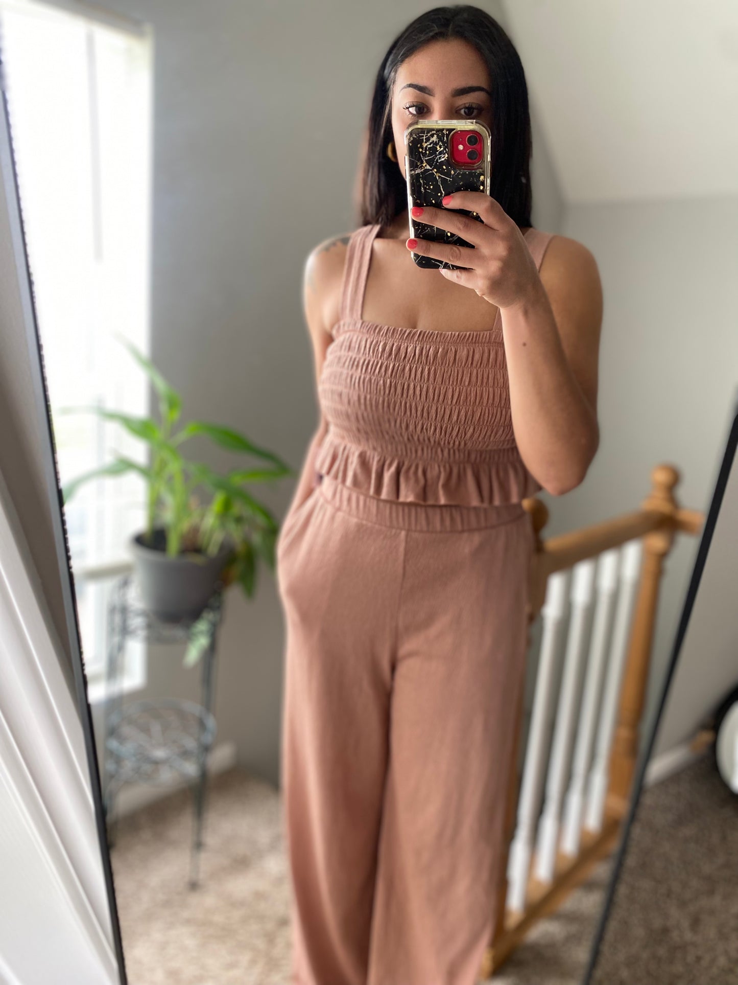 Crinkle Knit Top and Pants Set