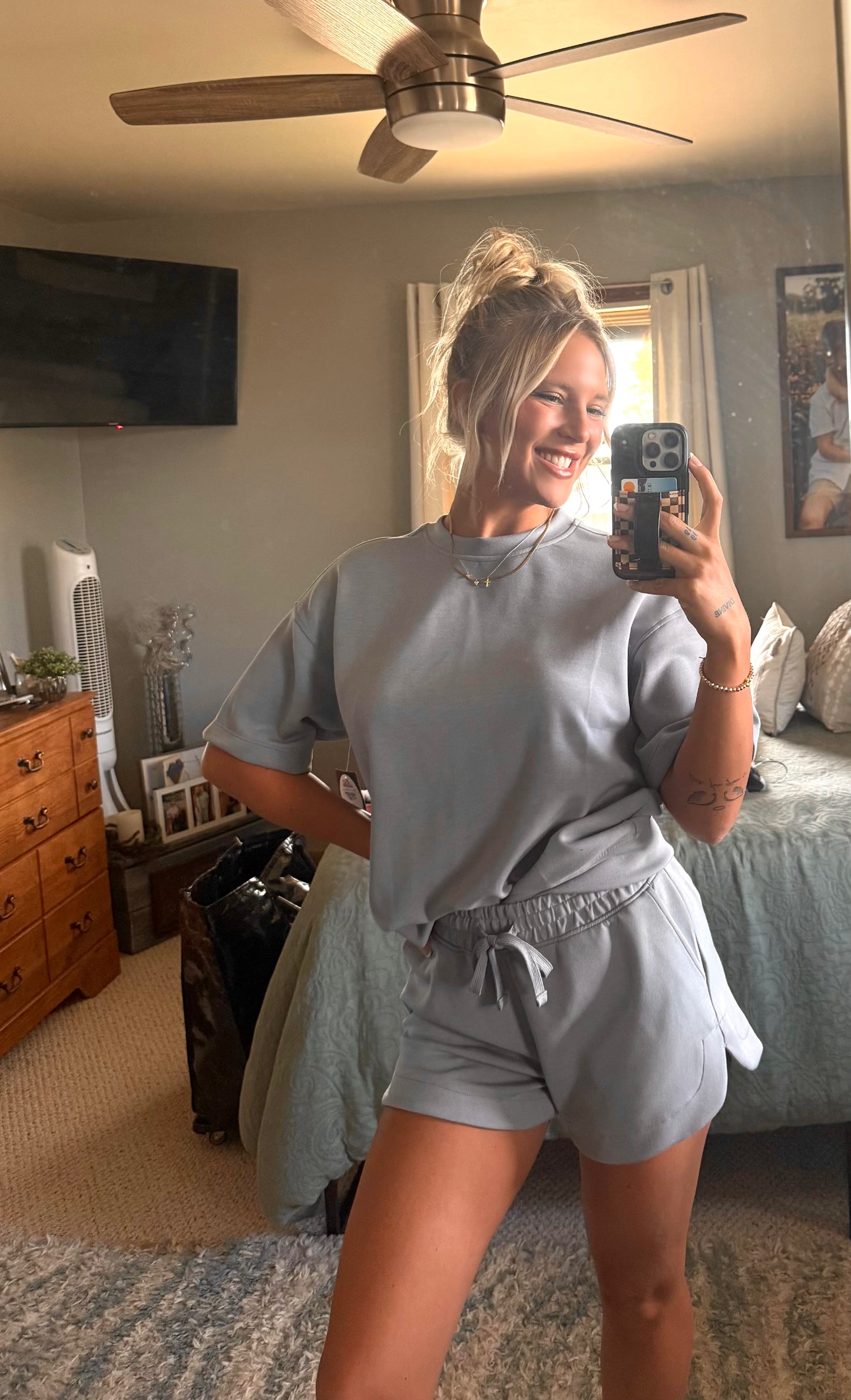 Modal Poly Top & Shorts Set - Gray
