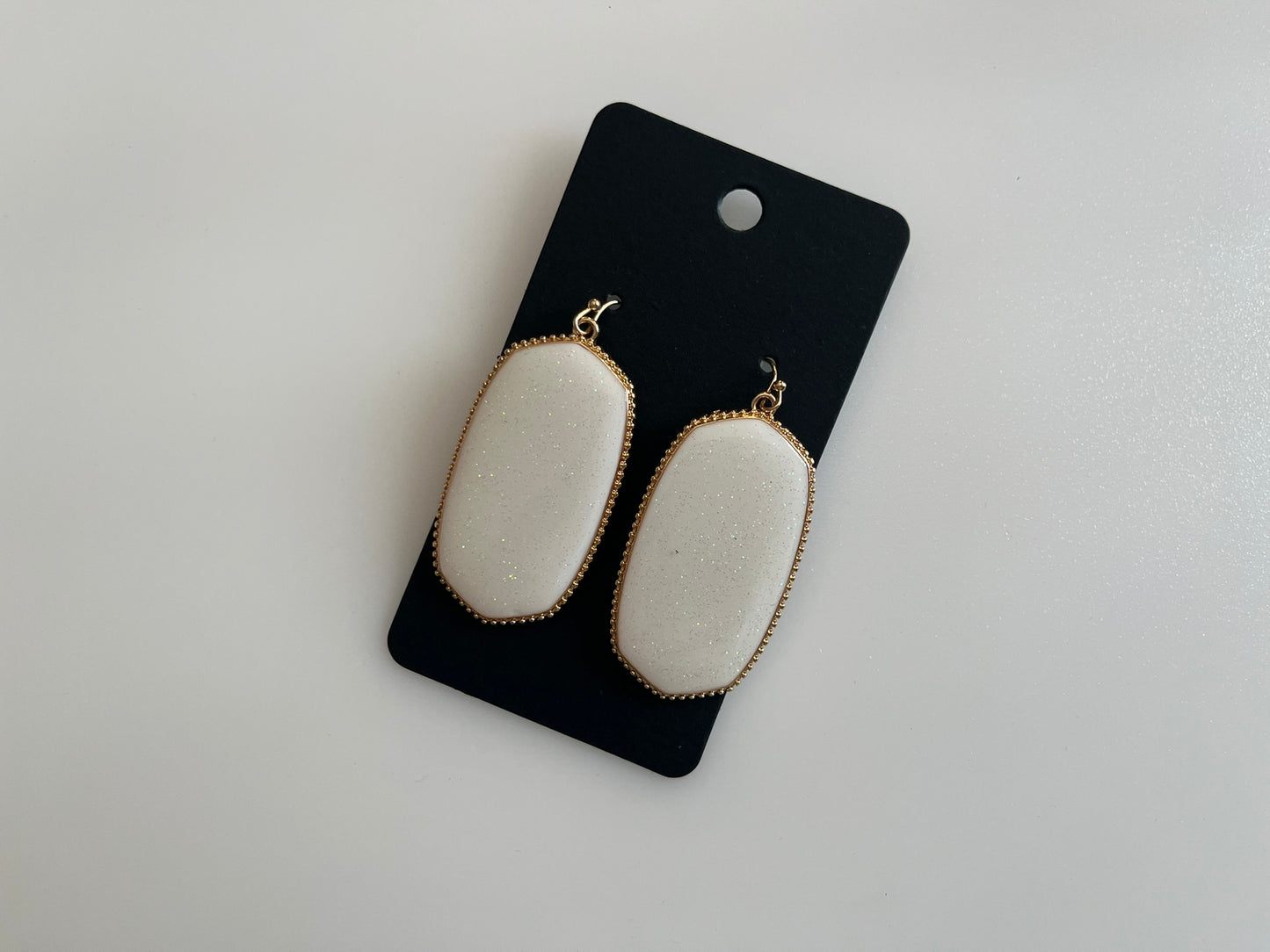 Earrings - White Glitter