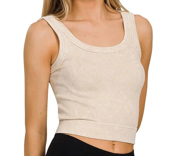 Acid Wash Tank Top - Sand