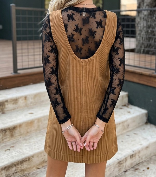Corduroy Jumper Dress - Camel
