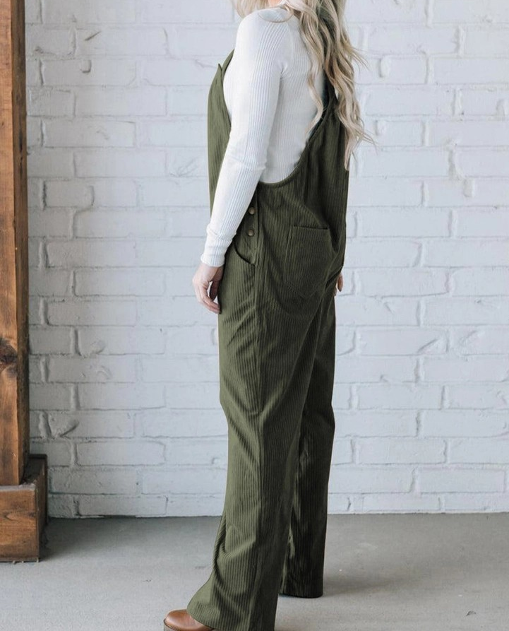 Soft Corduroy Jumpsuit - Olive