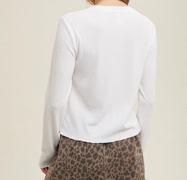 Crinkled Knit Top - White
