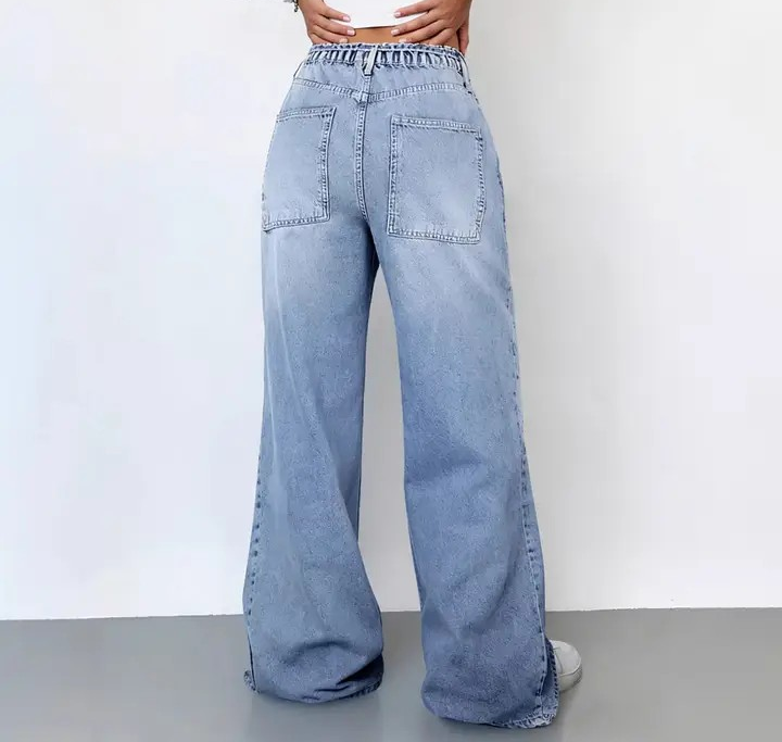 Washed Denim Cargo Jeans