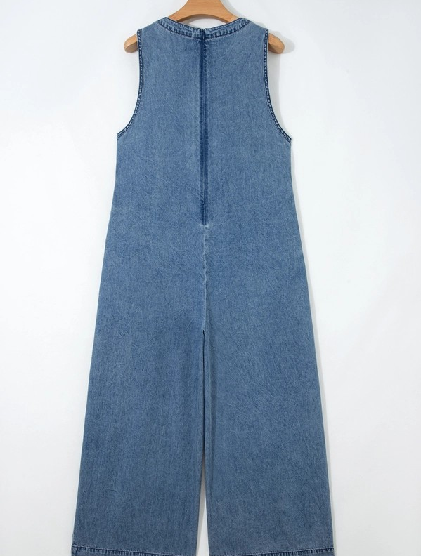 Denim Pintuck Jumpsuit