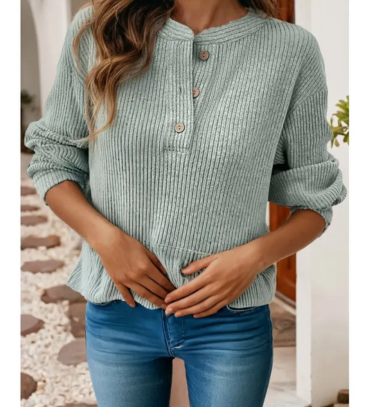 Drop Shoulder Henley