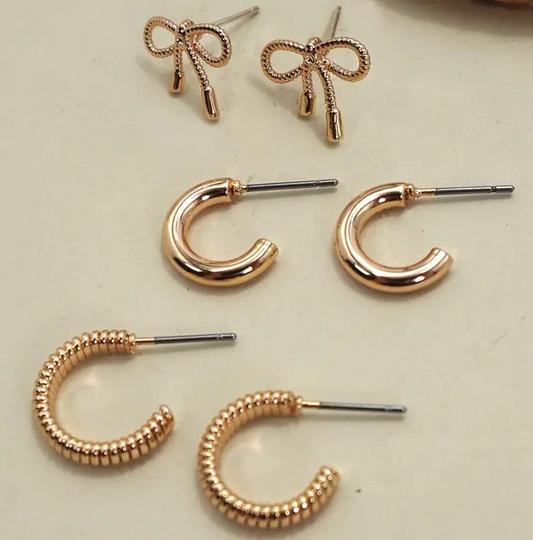 Earrings - Mini Bow Trio