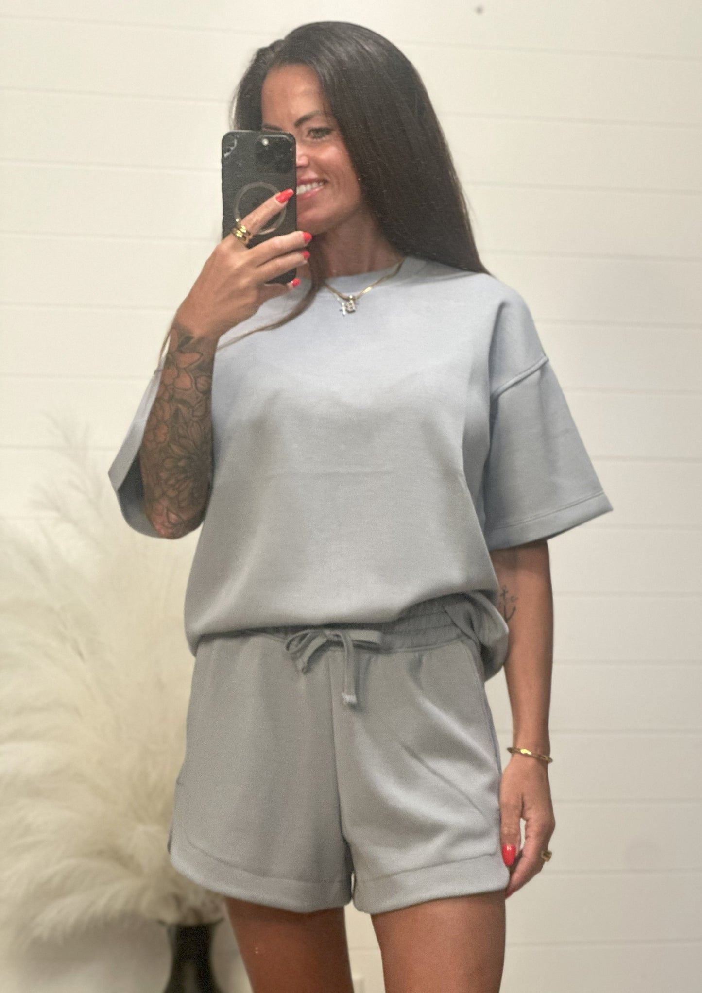 Modal Poly Top & Shorts Set - Gray