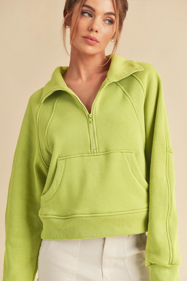 Half Zip Sweatshirt - Lime