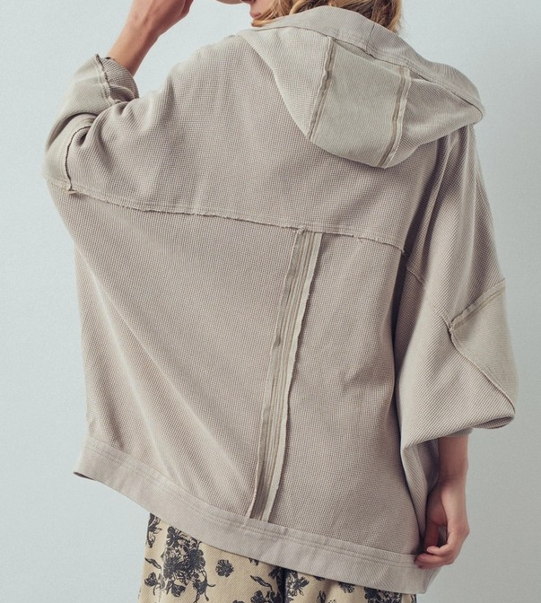 Hooded Cardigan - Taupe