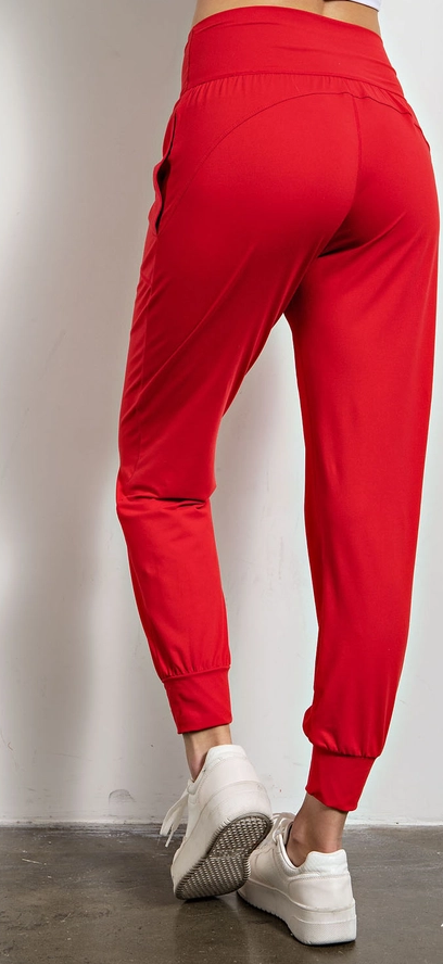 Long Sleeve Top and Jogger Pants - Red