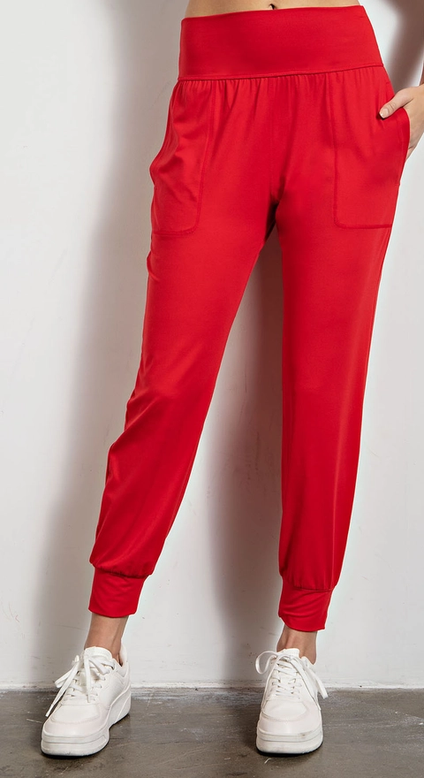 Long Sleeve Top and Jogger Pants - Red