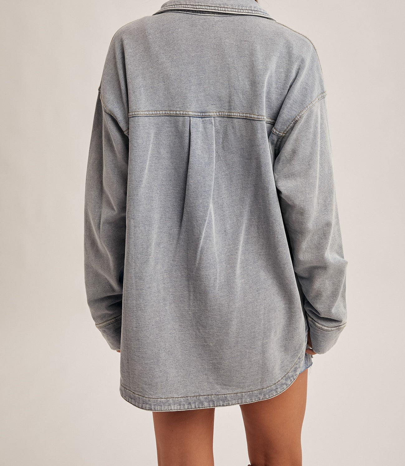 Knit Shacket - Denim Blue