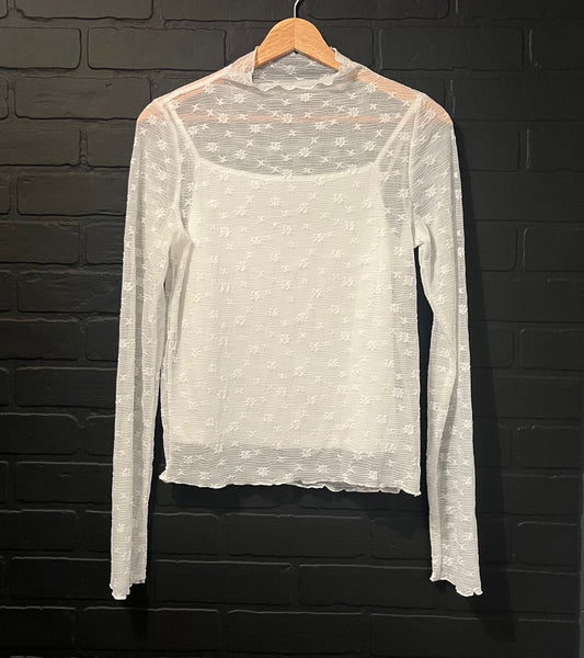 Mesh Top with Cami - White
