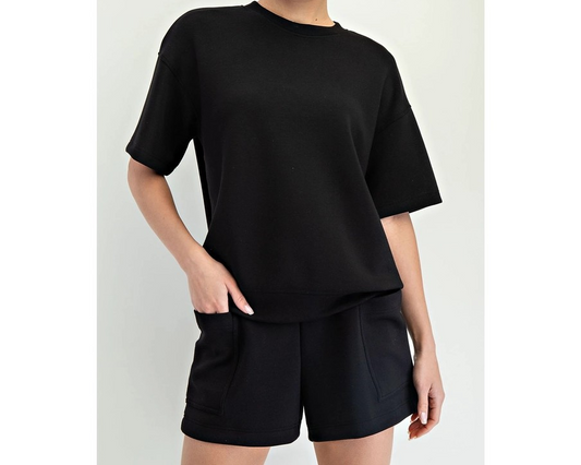 Modal Poly Top & Shorts Set - Black