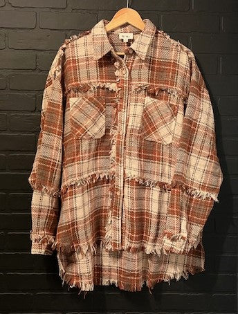 Plaid Shacket - Cinnamon