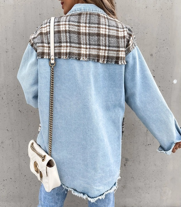 Color Block Denim Shacket