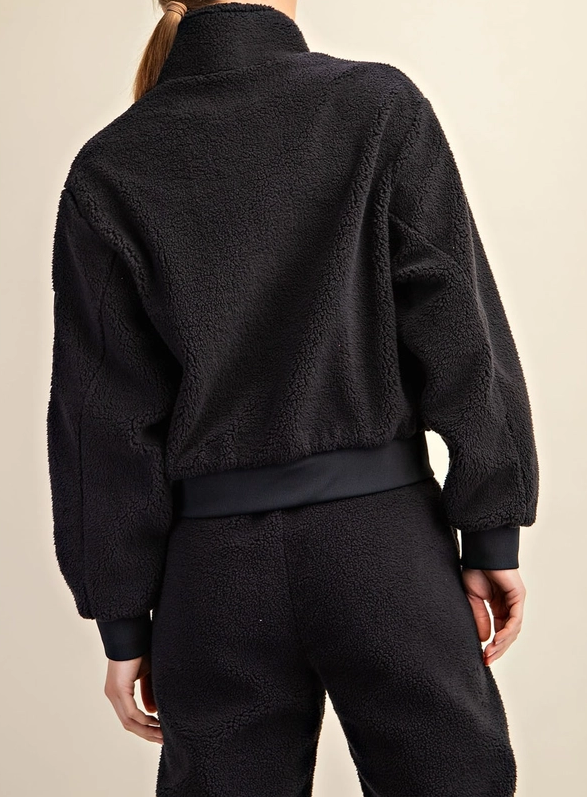 Sherpa Top and Sweatpants Set - Black