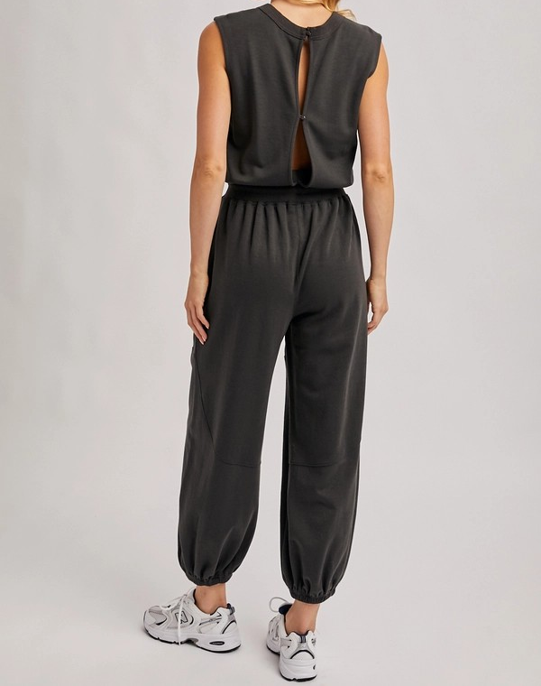Sleeveless Knit Jumpsuit - Charcoal