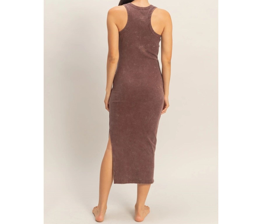Sleeveless Midi Dress - Brown