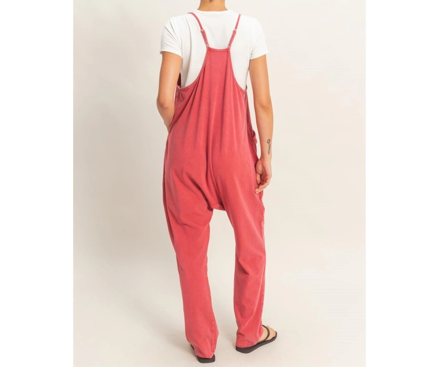 Spaghetti Strap Jumpsuit - Barn Red