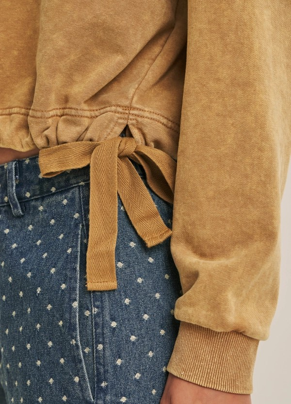 Sweatshirt with Cinched Waist - Camel
