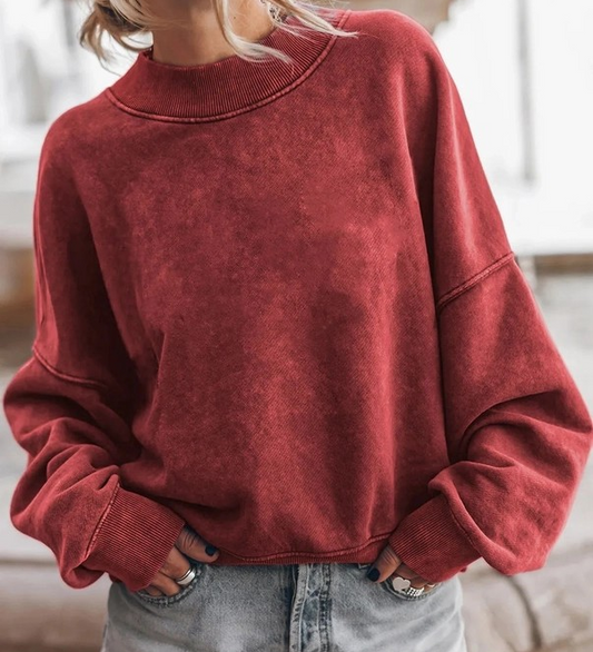 Sweatshirt - Drop Shoulder - Wine