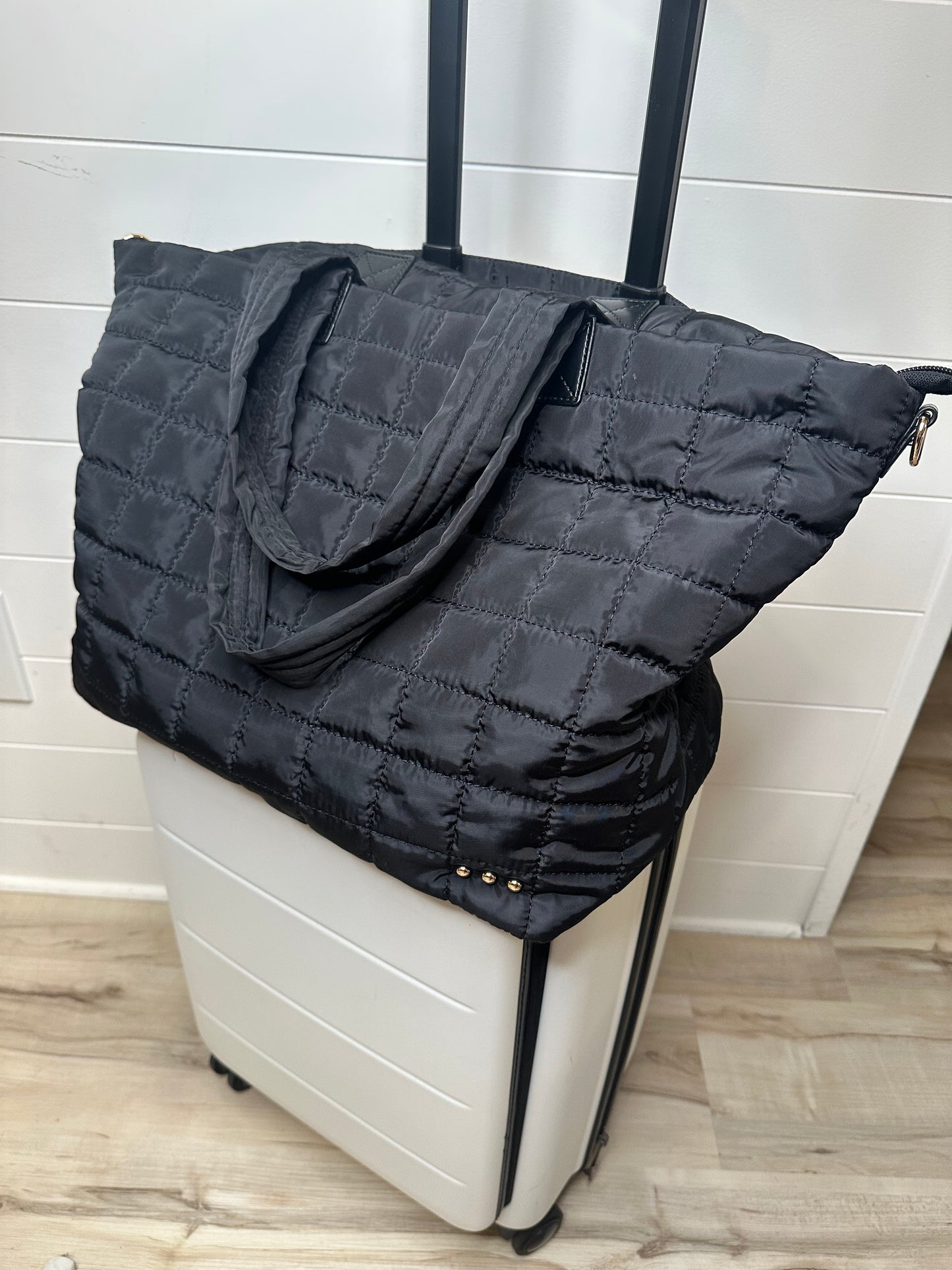 Quilted Tote Bag - Black