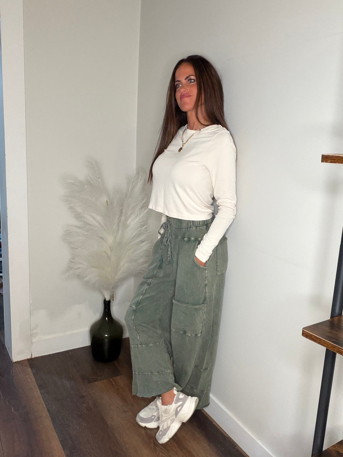 Wide Leg Pants - Olive