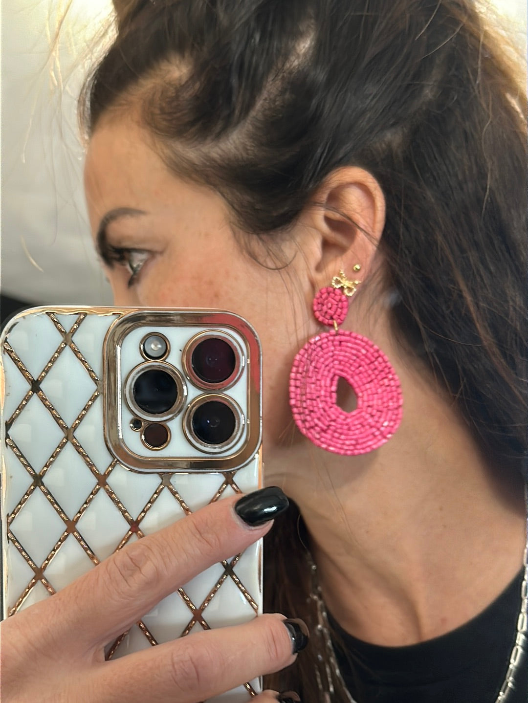 Earrings - Caroline Hot Pink