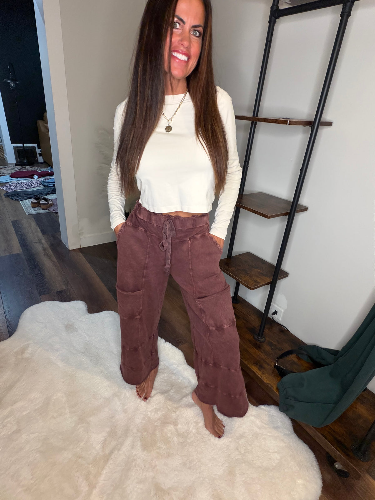 Wide Leg Pants - Hot Cocoa