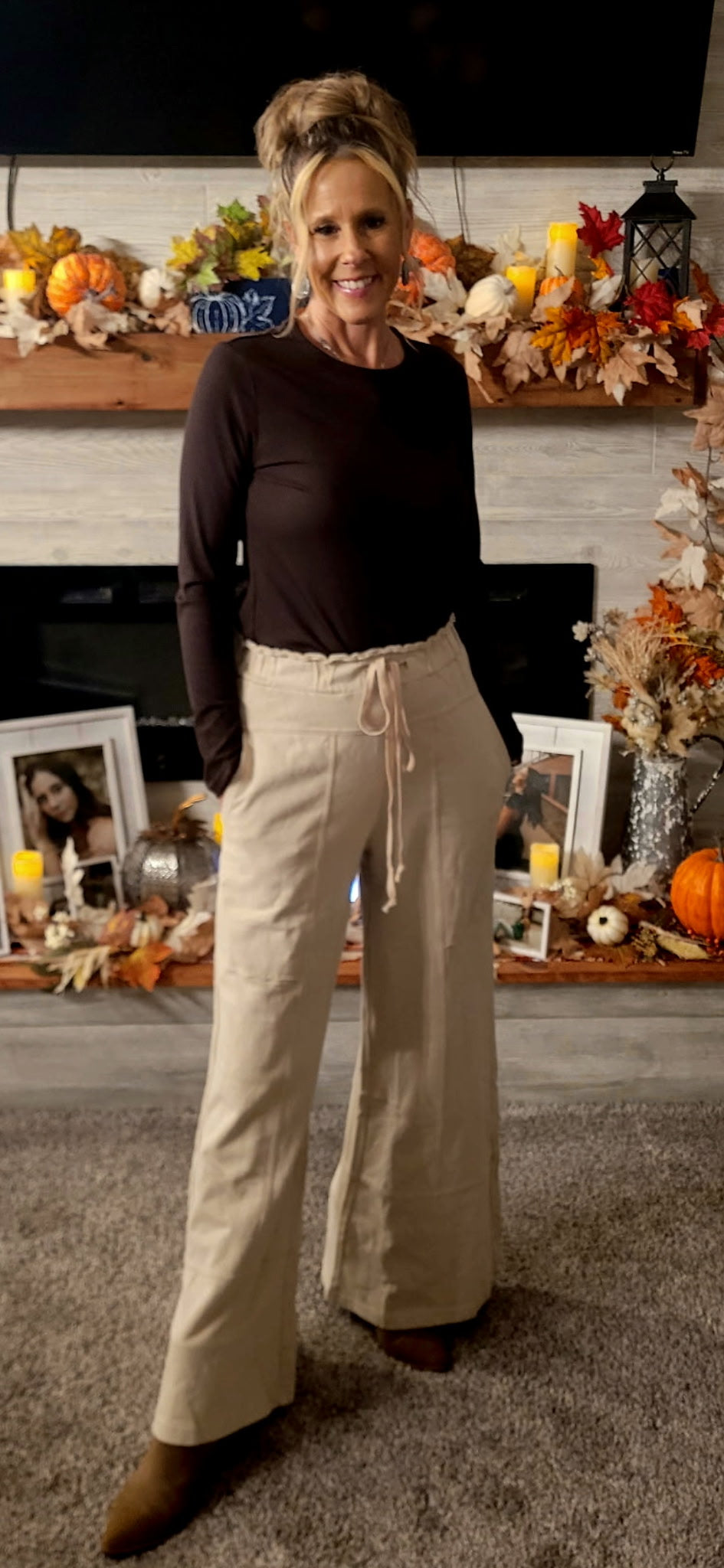 Wide Leg Pants - Oatmeal
