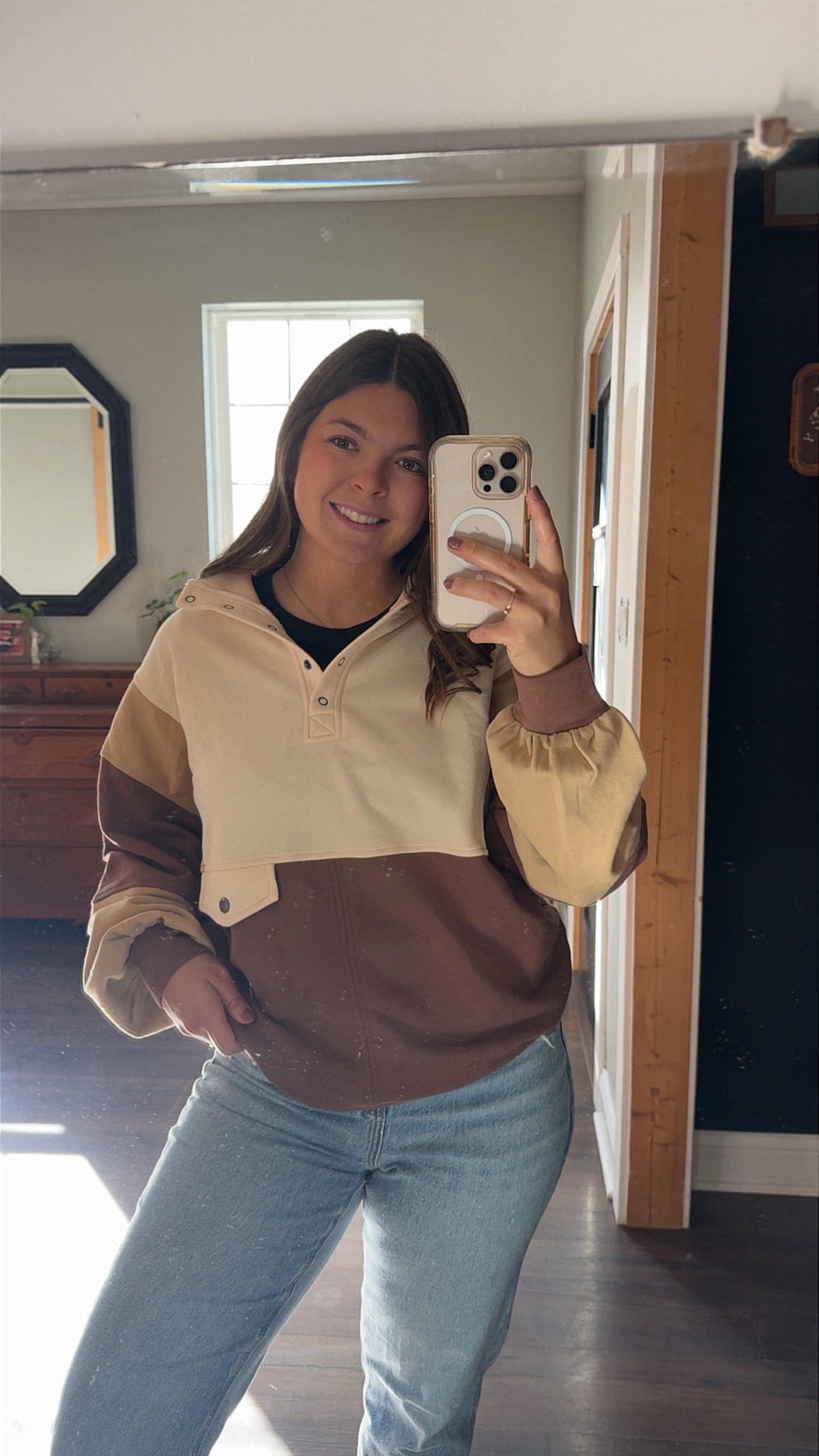 Half Snap Sweatshirt - Ecru