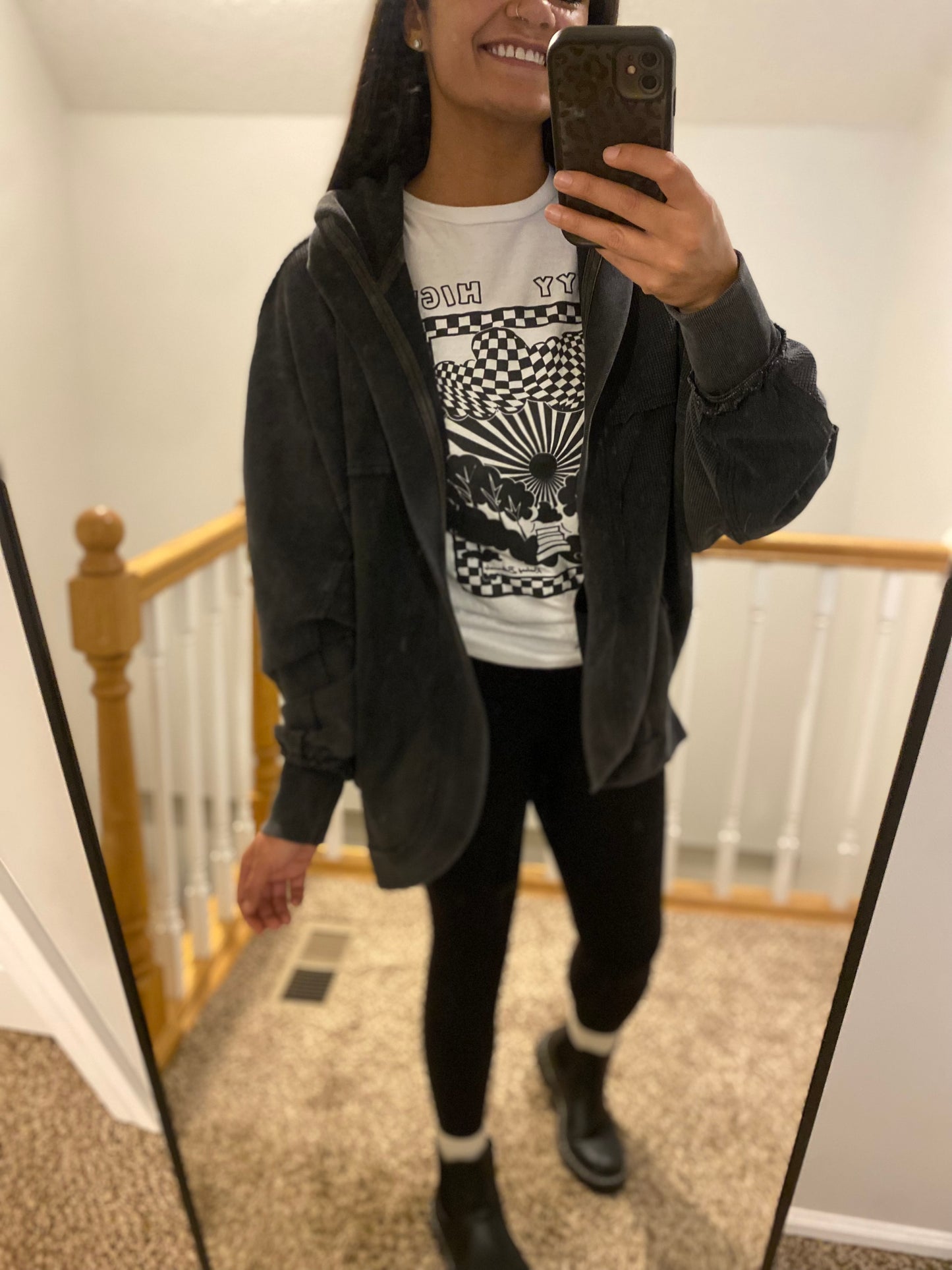 Hooded Cardigan - Charcoal