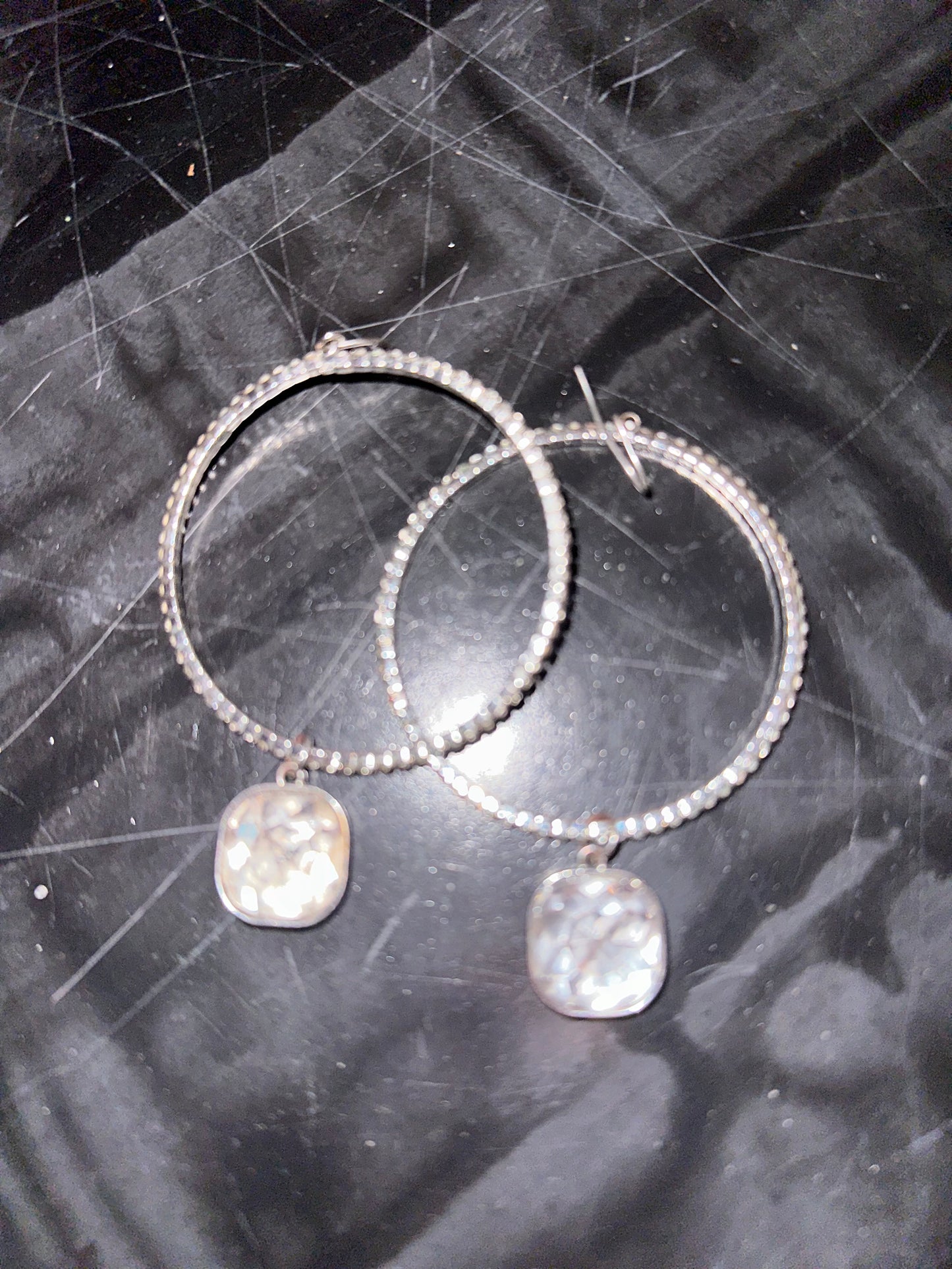 Earrings - Silver Rhinestone Circle