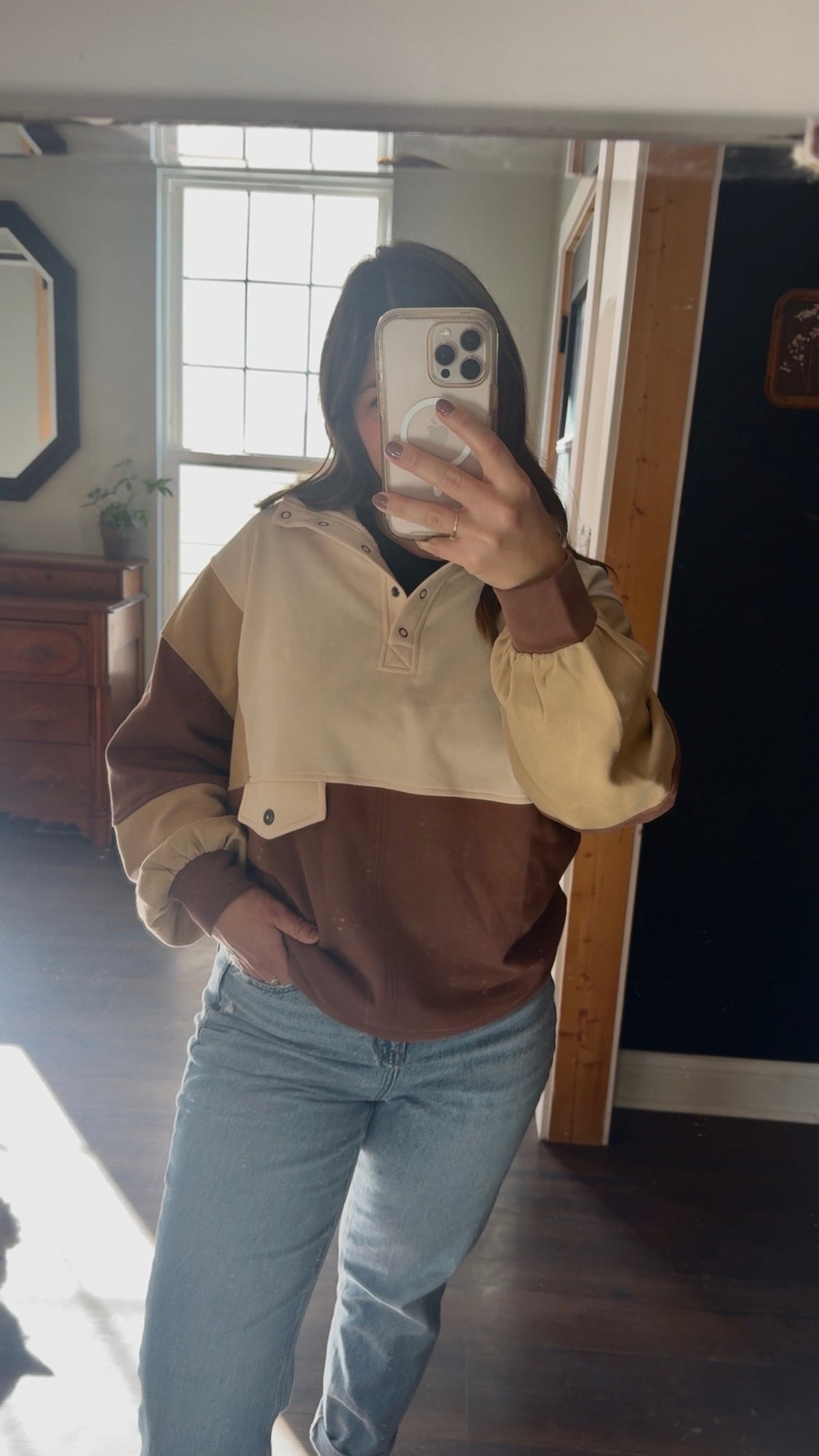 Half Snap Sweatshirt - Ecru
