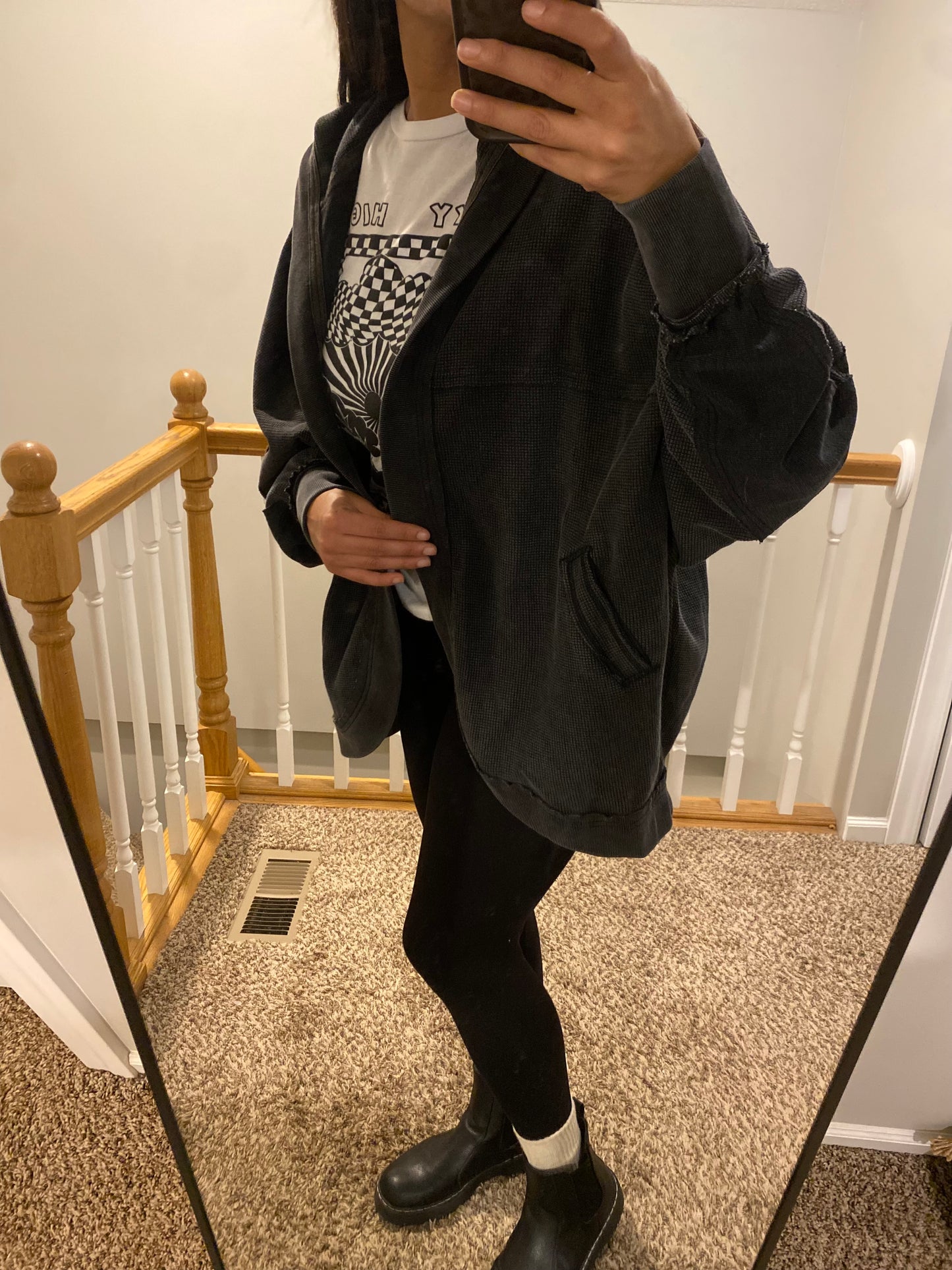 Hooded Cardigan - Charcoal