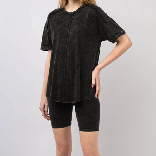 Knit Top and Shorts - Black