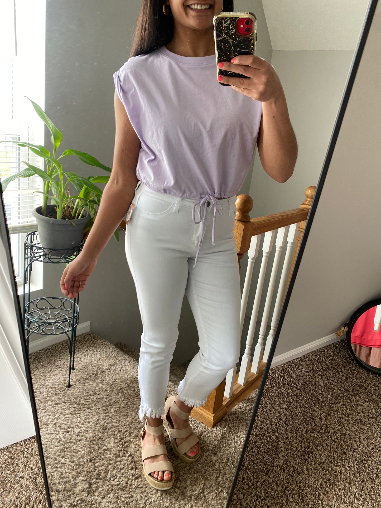 Cropped Drawstring Top - Lavender