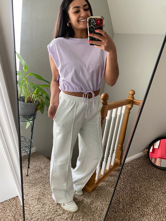 Cropped Drawstring Top - Lavender