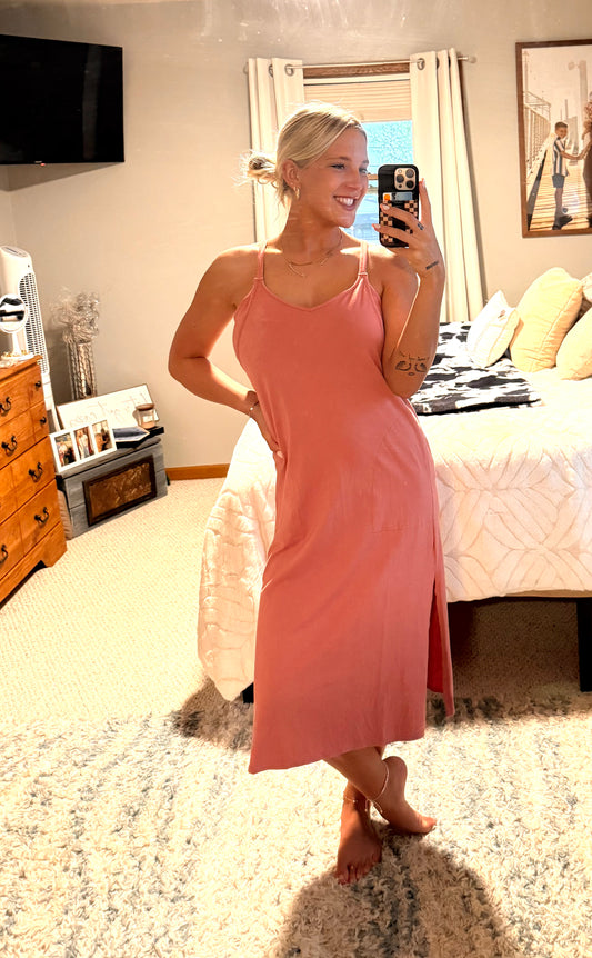 Casual Midi Dress - Mauve