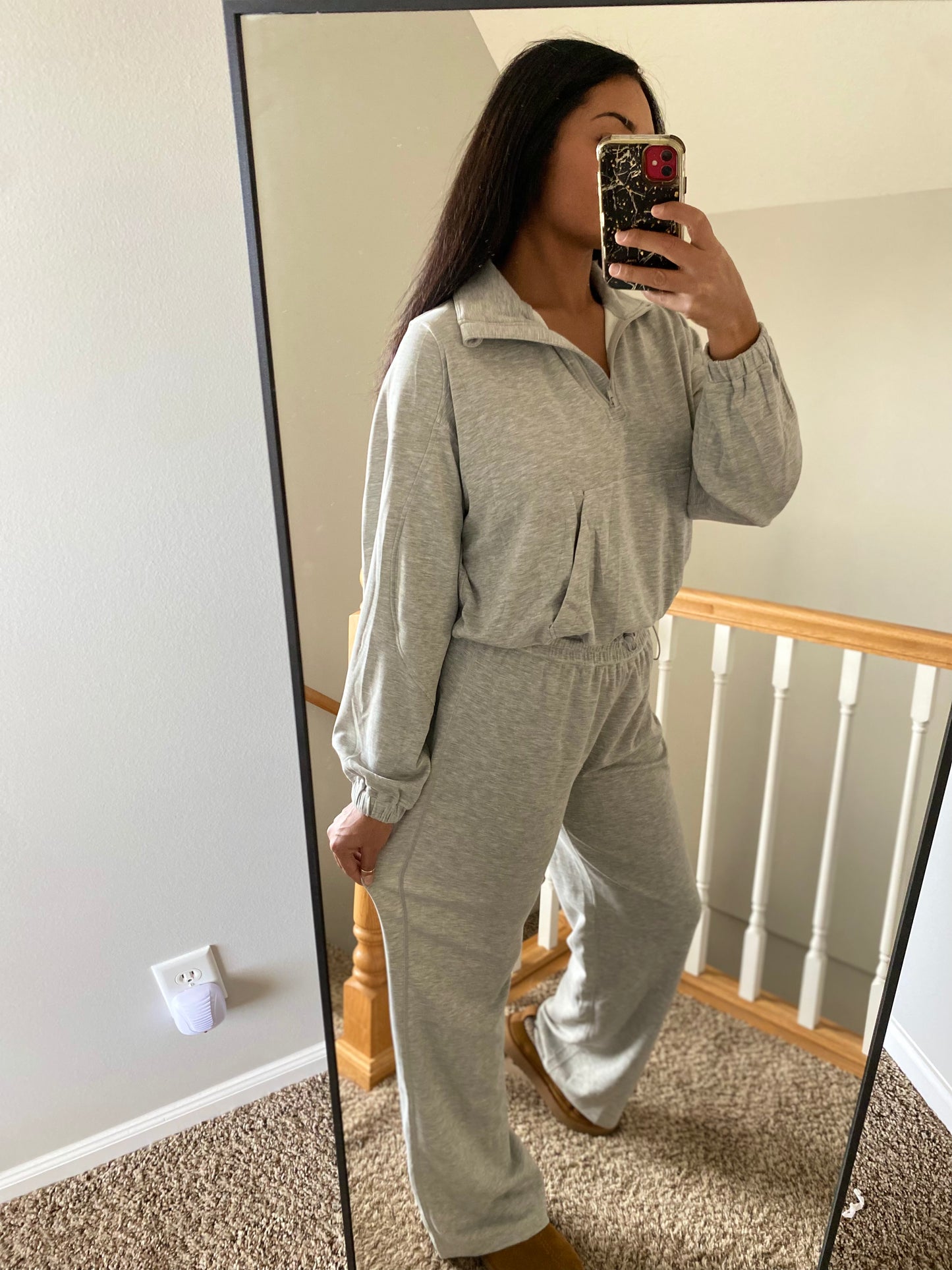 Sweatshirt and Stretch Pants Set - Heather Grey