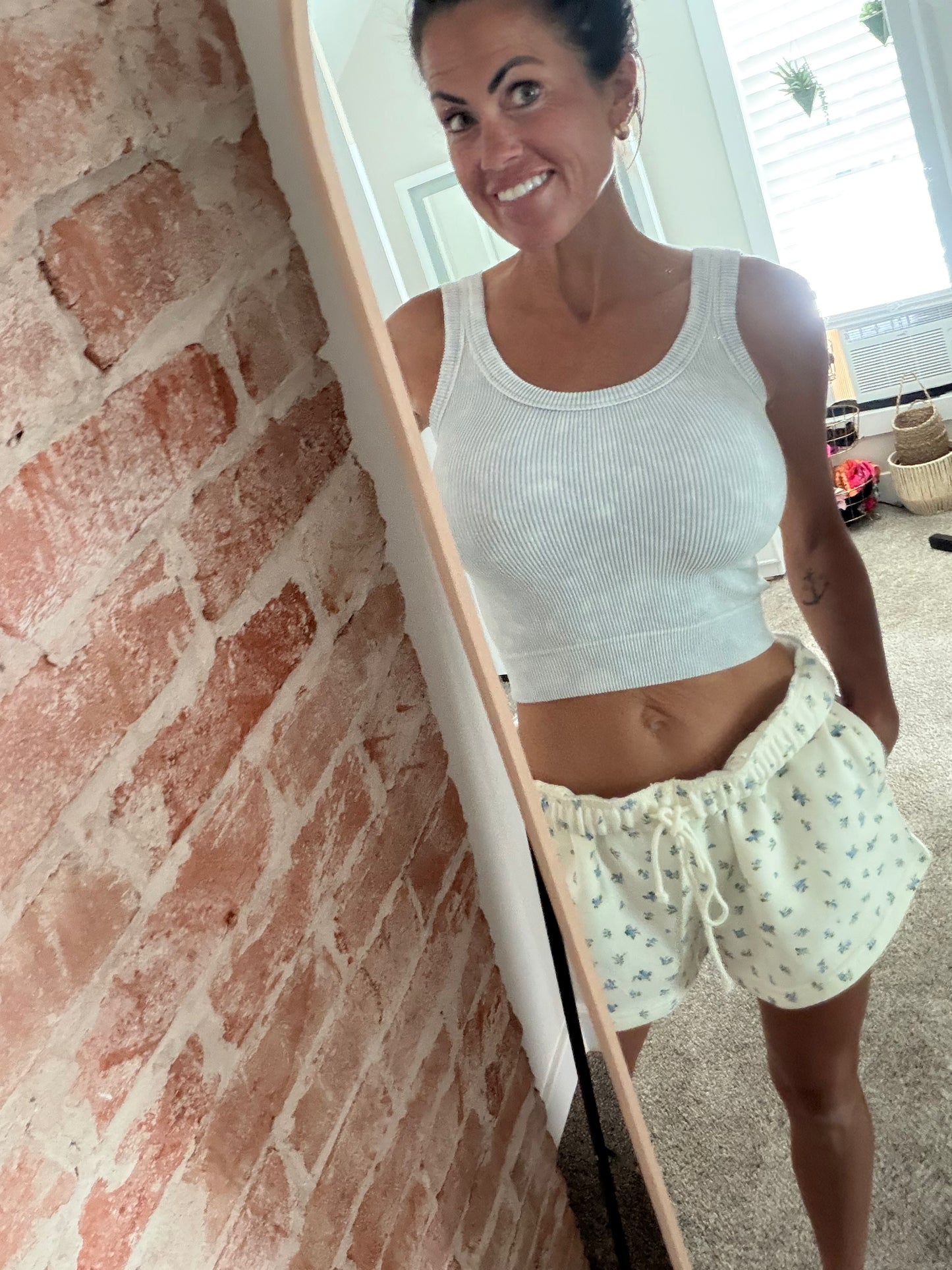 Floral Print Shorts - Blue