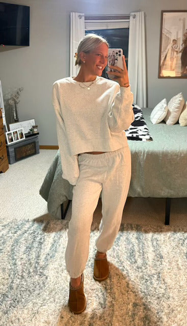 Sweatshirt and Sweatpants Set - Heather Grey