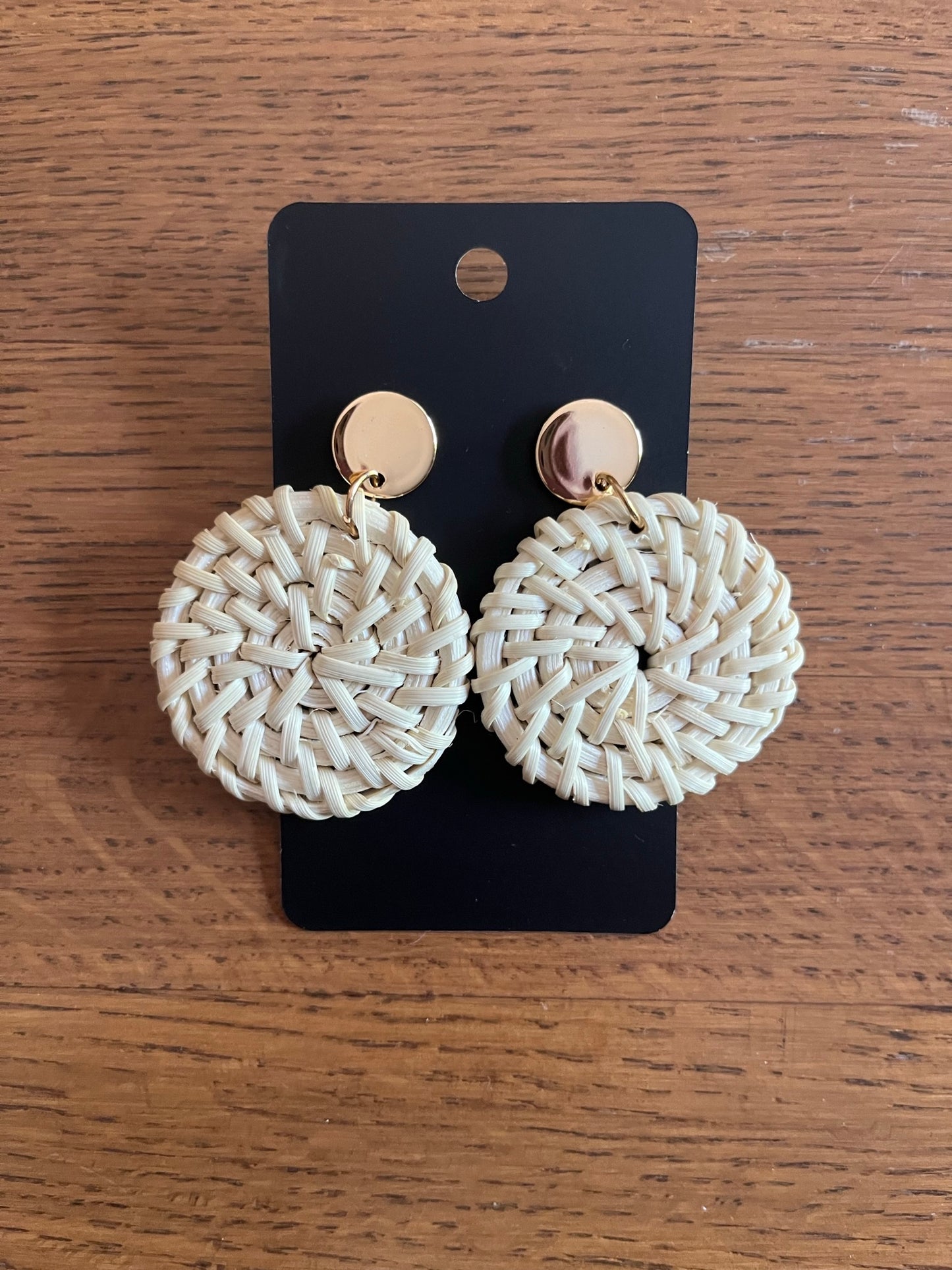 Earrings - Round Rattan