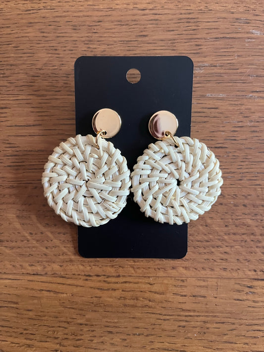 Earrings - Round Rattan