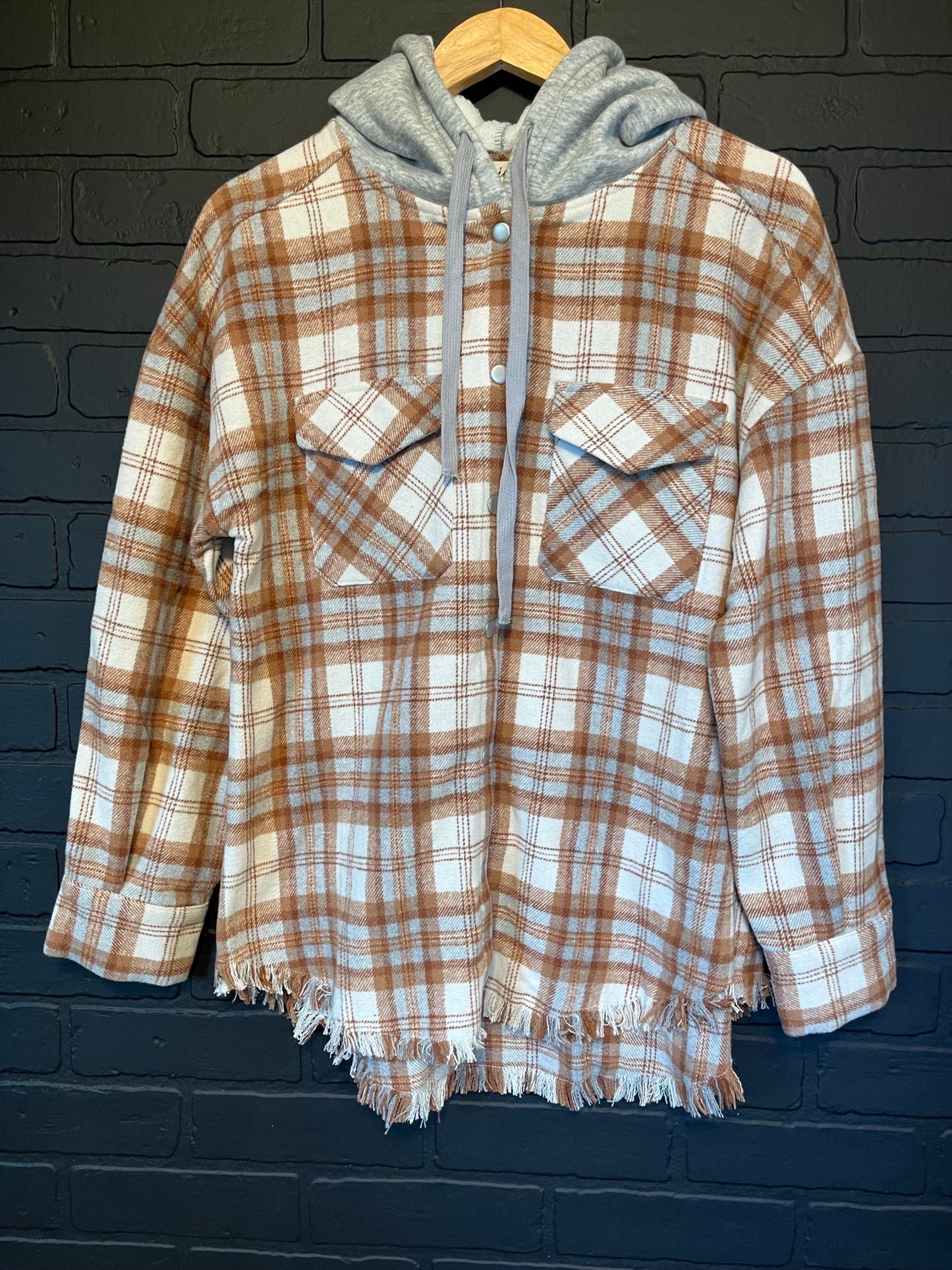 Flannel Shacket with Hood